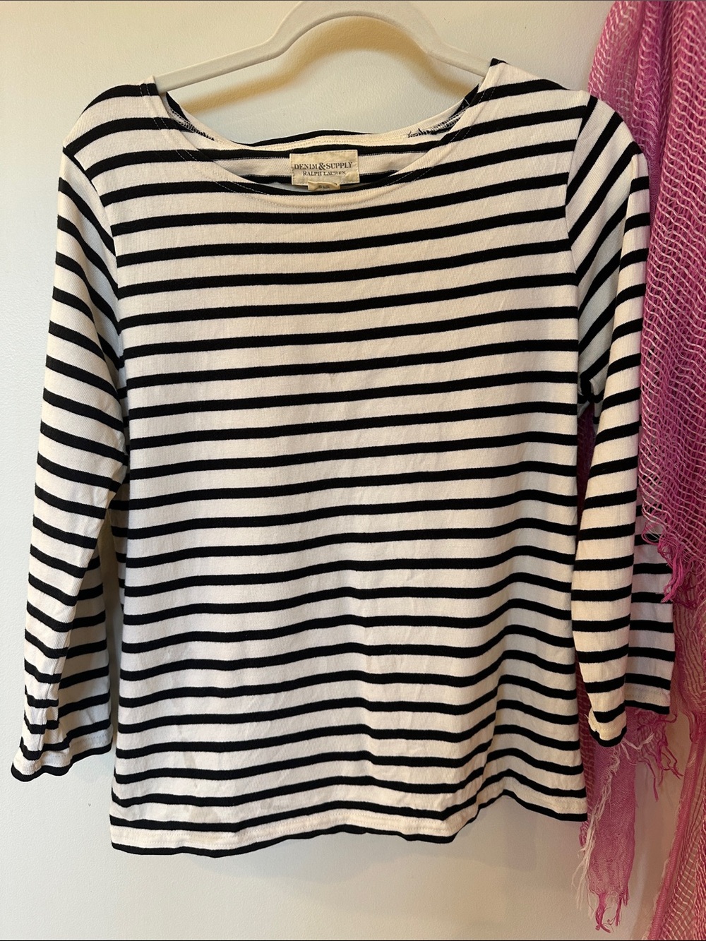 Denim & Supply Ralph Lauren Black and White Striped Long Sleeve Tee
